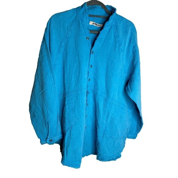 FREE PEOPLE We the Free Summer Daydream Button Down Shirt Blue Size S NEW $108 - Picture 6 of 8